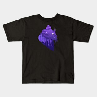 Purple cat colorful landscape Kids T-Shirt